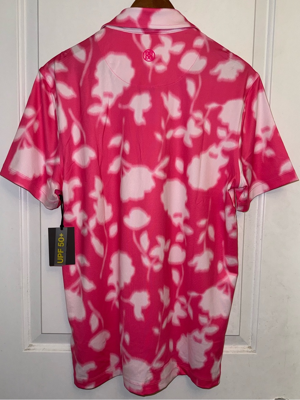 G/FORE NWT Blur Floral Tech Jersey Polo in "Knockout Pink" - Picture 4 of 8
